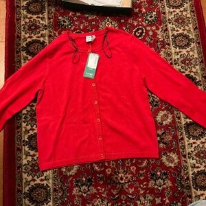 Small Red Simons Fitted Cardigan